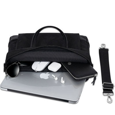 Sac messager noir pour ordinateur portable, porte-documents pour ordinateur professionnel avec épaule détachable.